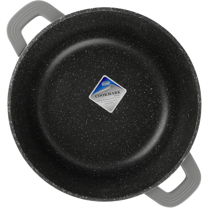 Каструля з антипригарним покриттям 10 літрів, діаметр 28 см, з кришкою, з алюмінієвого лиття, для всіх типів плит (в т.ч. індукційних), сіра. Ідеально для супу, тушкування та приготування великих порцій.