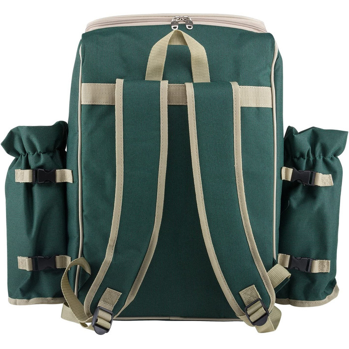 Рюкзак для пікніка Andora на 4 особи з інтегрованою сумкою-холодильником, зелений, з аксесуарами (29 шт)