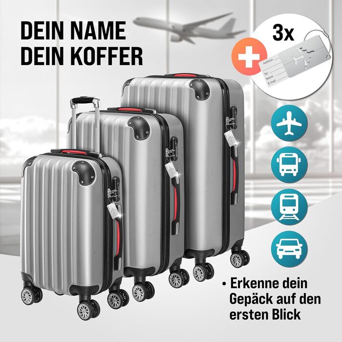 Набір валіз Monzana® 3шт (зелений) M-L-XL з замком, органайзером та вагами - зручний дорожній набір