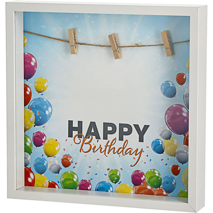 Рамка для фотографій cepewa, Зроби сам, подарунок на весілля рамка для фотографій 28x28x4, 5 см, кольорова прищіпка подарункова рамка (1 х рамка для фотографій, зроблена своїми руками, на день народження)