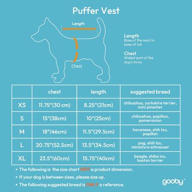 Куртка для собак Gooby Puffer Vest - бірюзова, водовідштовхувальна, з подвійним D-подібним кільцем, для маленьких/середніх собак