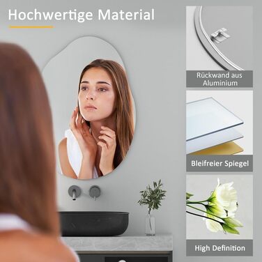 Дзеркало для ванної кімнати Spiegel Schwarz 40x60 см з металевим каркасом, прямокутне, для ванної, вітальні, спальні, гостьового WC