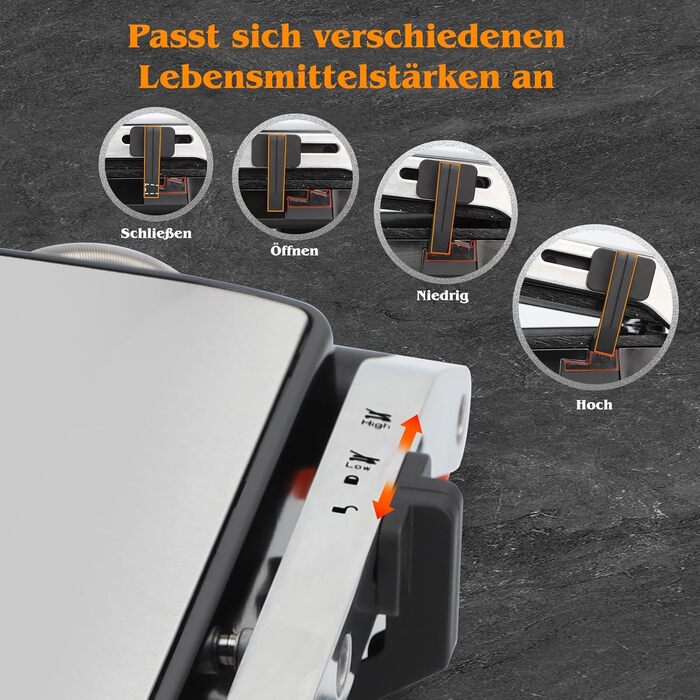 Контактний гриль Aigostar з керамічним покриттям, таймер на 30 хв. Паніні гриль та сендвічмейкер для сендвічів, стейків, тостів. 2000 Вт, регульований термостат, відкривання 180°, функція грилю