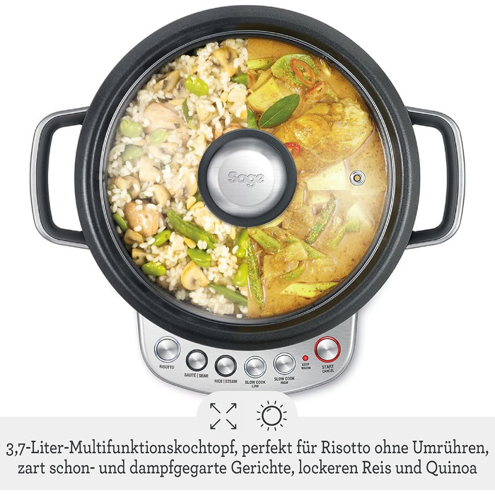 Мультиварка Sage The Risotto Plus: рисоварка, мультикухня, повільна плита, 3.7 л, нержавіюча сталь