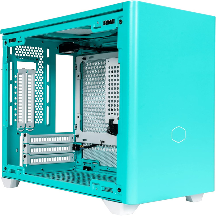 Комп'ютерний корпус Cooler Master MasterBox NR200P Mini-ITX з загартованим склом, вертикальним розташуванням відеокарти, чудовим охолодженням, Caribbean Blue