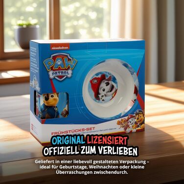 Набір дитячого посуду Paw Patrol United Labels (3 предм.) - блакитний, порцеляна, тарілка Ø 19 см, чашка 220 мл, миска 330 мл