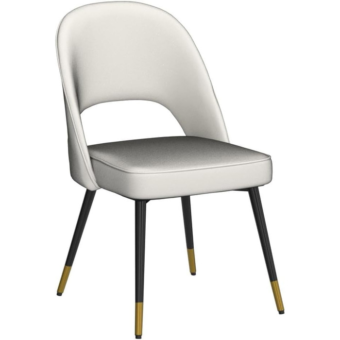 Набір з 2-х м'яких крісел з велюру для вітальні/кухні. Сучасний дизайн, без підлокітників, металеві ніжки (Бежевий)