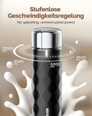 Електричний пінний вершковий вінчик Maestri House LunaFro 2.0, бездротовий, з регулюванням швидкості, чорний