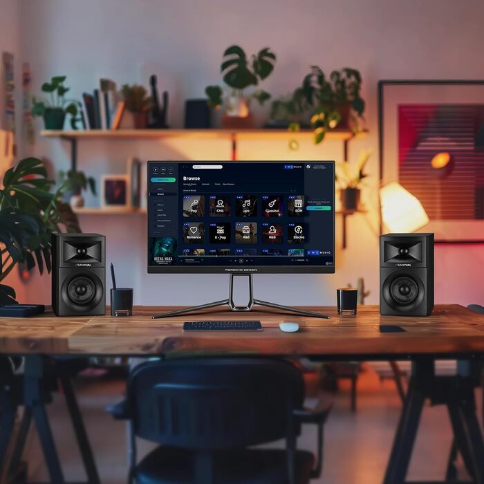 Sanyun SW203: Акустична система 4.0 для студії - 60W, 4-смугова, DSP, 3D звук, USB/Bluetooth 5.4, 24bit DAC, 3