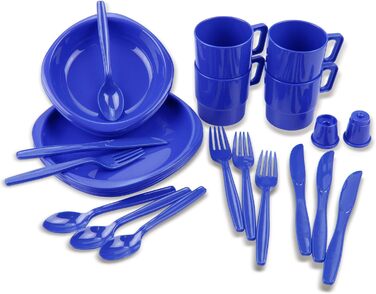 Набір кемпінгового посуду Black Snake з 2 Кемпінговий посуд столові прибори Набір вуличного посуду 8 осіб (королівський синій, один розмір)