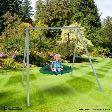 Гойдалка садова HyperMotion Storchennest з А-рамою для 2 осіб, зелена - 102 см, до 150 кг, UV-стійка