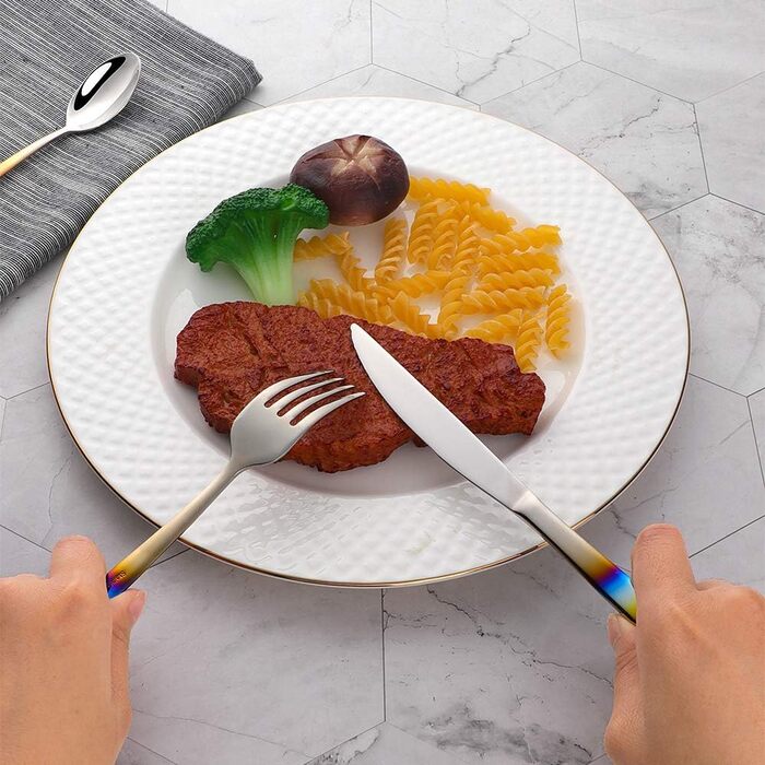 Ніжний набір столових приборів з нержавіючої сталі, 16 предметів, кольоровий ручка, для 4 осіб, екологічний посуд для вечірок, пікніків, кемпінгу та подорожей, придатний для миття в посудомийній машині