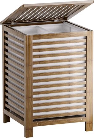 SMIBUY Кошик для білизни з бамбука з кришкою, 30л, для одягу, іграшок, рушників (горіх)