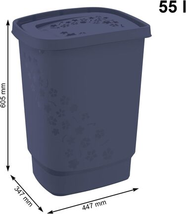 Набір з 2 контейнерів для білизни 55 л з кришкою, пластик (PP) без бісфенолу А, 2 x 55 л (44,7 x 34,7 x 66,0 см) (синій)