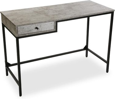 Письмовий стіл Versa Jack для комп'ютера, робочий стіл Компактний стіл офісний, з висувним ящиком, розміри (В x Д x Ш) 76 x 48 x 110 см, Дерево та Метал, Колір Сірий