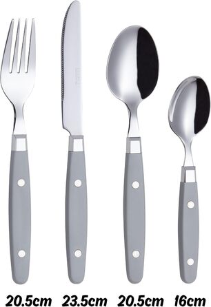 EXZACT Набір столових приборів 24 шт. з нержавіючої сталі з ручками з фіксацією - Ретро стиль. Включає: 6 виделок, 6 ножів, 6 ложок, 6 чайних ложок - сірий колір