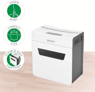 Leitz IQ 10X Premium Protect: Шредер для документів, 18л, 3 листи, мікроріз, для офісу та дому, білий