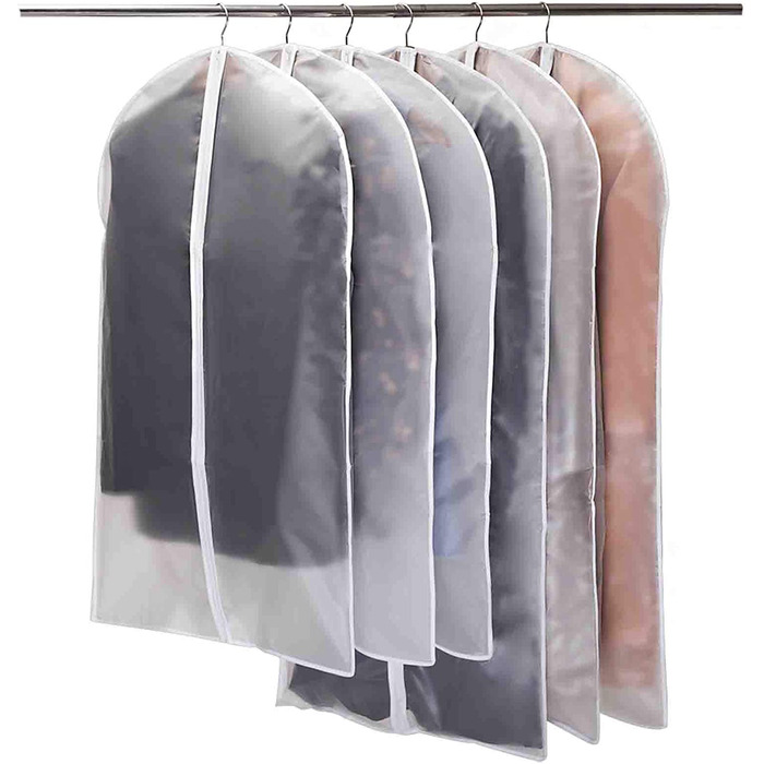 Сумка для одягу Niviy, костюм з 6 предметів, високоякісна сумка для одягу, прозора дихаюча тканина 60x100 см, для костюмів, пальто, піджаки, сорочки, вечірні сукні, сумка для костюмів ,чохол для сукні (білий, 60x10060X120 см)