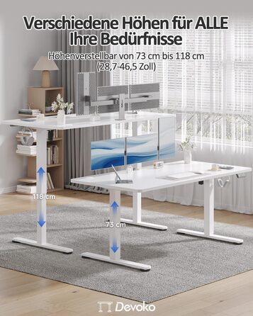 Електричний регульований стіл Devoko 120x60 см: офісний, для роботи, з пам'яттю, стоячи/сидячи
