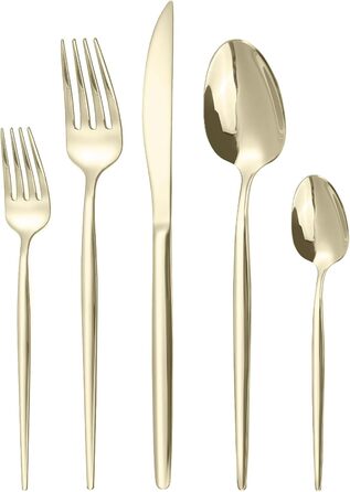 Набір столових приборів на 6 осіб, Targzier, 30 предметів, нержавіюча сталь, кольоровий, для кухні/готелю/ресторану, преміум-якість, придатний для миття в посудомийній машині (30 предметів, Champagne)