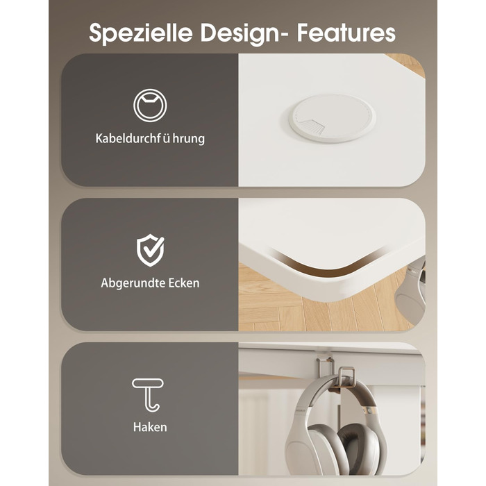 Електричний стіл Devoko з регулюванням висоти та підставкою для монітора, пам'ять 2 положення (білий, 180 x 80 см)