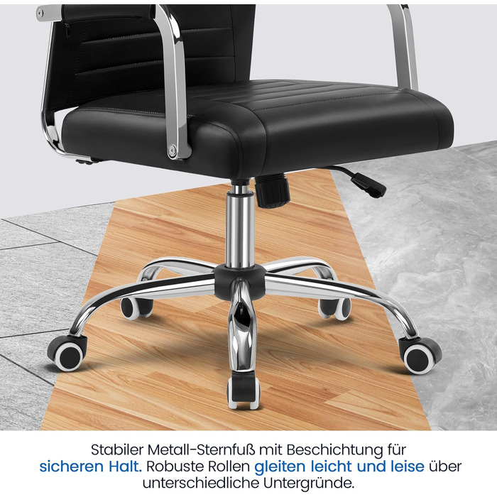 Офісний крісло Yaheetech з підлокітниками, ергономічний, для офісу, комп'ютерний, для начальника, висока спинка, функція гойдання, до 136 кг, білий (чорний)