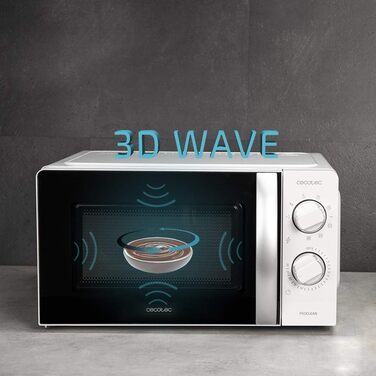 Мікрохвильова піч Cecotec ProClean 3060 20 л з грилем, 700 Вт, Ready2Clean, 6 режимів, 3D Wave, срібляста (Inox), дзеркальні дверцята