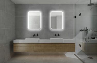 Дзеркало для ванної кімнати Home Glow 50x70 см з LED підсвічуванням, сенсорним вимикачем та округлими кутами