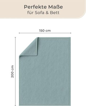 Плед LAYENBURG Premium з бавовняного міксу, 150x200 см, Eukalyptus (Евкаліпт), сертифікат Oeko-Tex 100