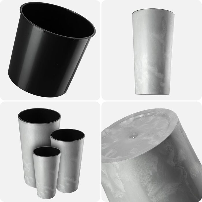 Набір горщиків KADAX (3 шт) з дерев'яною стружкою, сірий бетон, 19.25/30 см