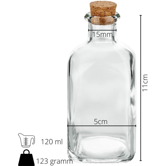 Скляні пляшки з пробкою Dszapaci 24 шт 120 мл прозорі