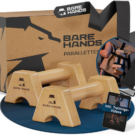 Паралелі BARE HANDS безпечні для суглобів і неслизькі дерев'яні ручки обладнання для гімнастики в приміщенні і на відкритому повітрі ідеально підходить для стійок на руках і віджимань