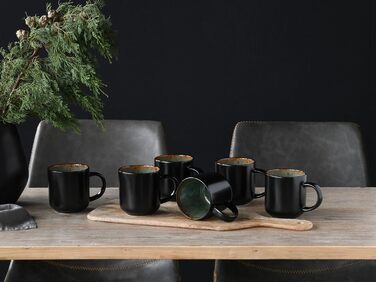Набір посуду серії Nordic Fjord 18шт, набір порцелянових тарілок (набір кавових кухлів із 6 предметів, зелений), 21551