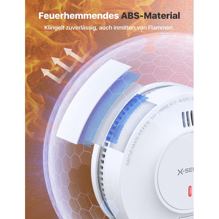 X-Sense Покращений димовий сповіщувач з батареєю на 10 років, фотоелектричний сенсор, сертифікований EN14604, SD2J0AX, набір 10 шт. Білий