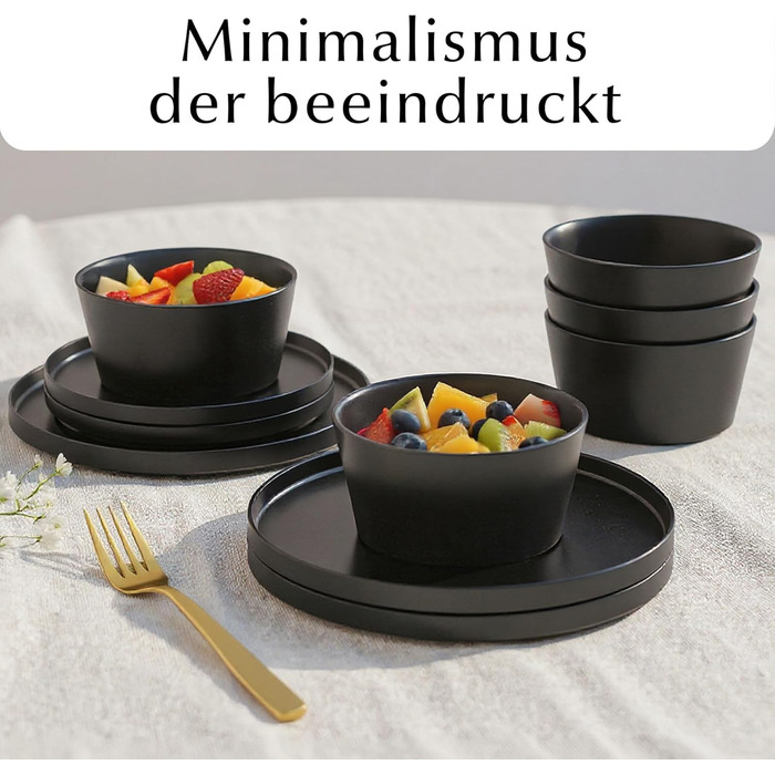 Набір посуду Miamio на 8 осіб (24 елементи) з кераміки, сучасний стиль / Сервіз для столу – підходить для миття в посудомийній машині та використання в мікрохвильовці - розкішна колекція (білий)