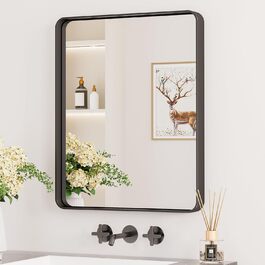 Дзеркало настінне Keonjinn Wand Spiegel чорного кольору 40x50 см з металевим каркасом, прямокутна форма. Підходить для ванної кімнати, вітальні, спальні, коридору.