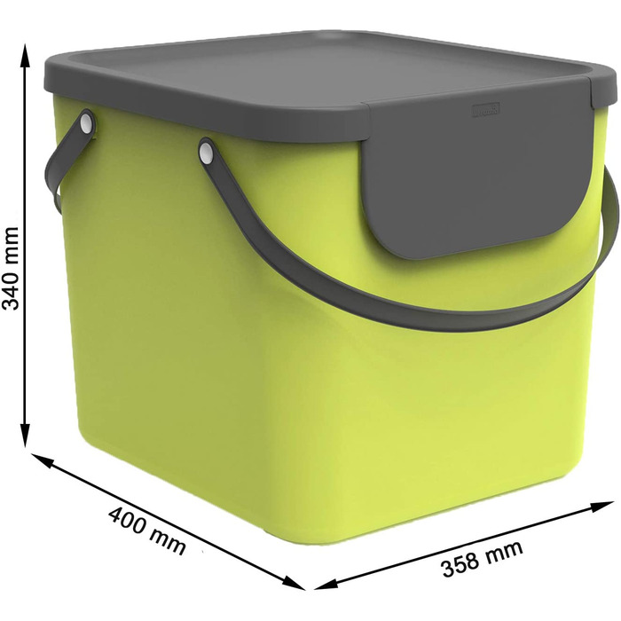 Система поділу сміття Rotho Albula 40l для кухні, пластик (поліпропілен), що не містить бісфенолу А, 40l (40,0 x 35,8 x 34,0 см) (світло-зелений/антрацит)