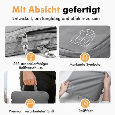 Набір компресійних органайзерів для валізи та рюкзака з нейлону, дорожні сумки-пакувальники для одягу, сірі, 5 предметів