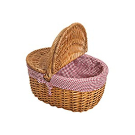Плетений кошик для пікніка з кришкою - кошик для пікніка порожній / без вмісту кошик з ручкою-зручний плетений кошик для покупок