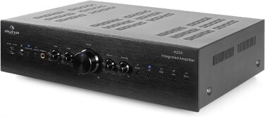 Міні-підсилювач Auna HiFi Stereo, 2 канали, керування низькими та високими частотами, пульт дистанційного керування, AUX, AV (чорний)