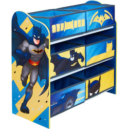 Полиця для зберігання іграшок Бетмена з шістьма коробками для дітей, синя, 60 см (В) x 63,5 см (Ш) x 30 см (Г)
