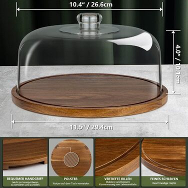 Тортенечка з підставкою, дерев'яний та акриловий тортовий стійкий з кришкою