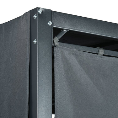 Садовий гамак-крісло з ротангу PE з балдахіном, включаючи подушки, стійкий до погодних умов, розмір 235 см x 180 см x 210 см, сірий