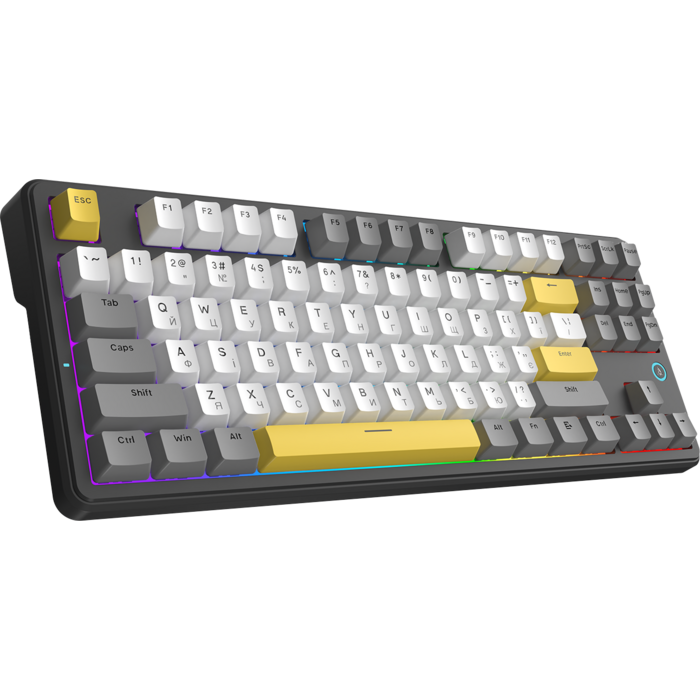 Дротова механічна клавіатура Ajazz AK870 V2 Flying Fish switches Black Grey Yellow (AK870-V2-FF-BGY)