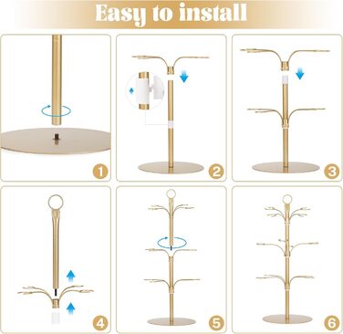 Стійка для коктейлів та келихів YCWF, 3 яруси, 12 келихів, золота. Ідеально для вечірок та святкування. Підходить для шампанського, коктейлів, маргарити та мартини.