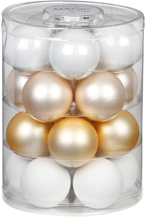 Чарівні різдвяні кулі зі скла 6 см, 20 шт. ялинкові кулі, колір (теплий момент (золотисто-білий ))