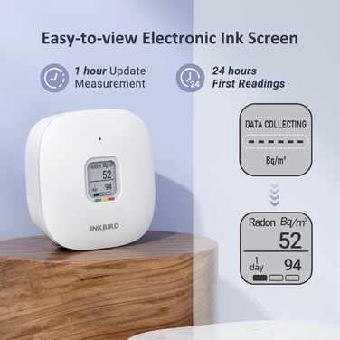 Детектор радону Inkbird Ink-RD1: коротко- та довгострокова перевірка рівня радону, EU-Bq/m³ версія, для дому, офісу, гаража