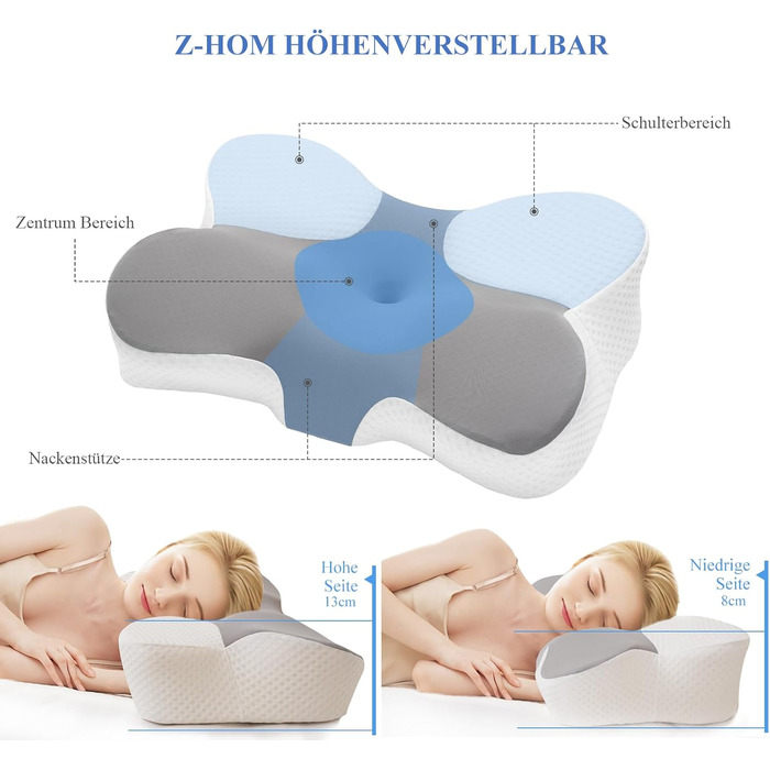 Ортопедична подушка для підтримки шиї Z-hom Memory Foam для всіх положень сну, 36608/13 см