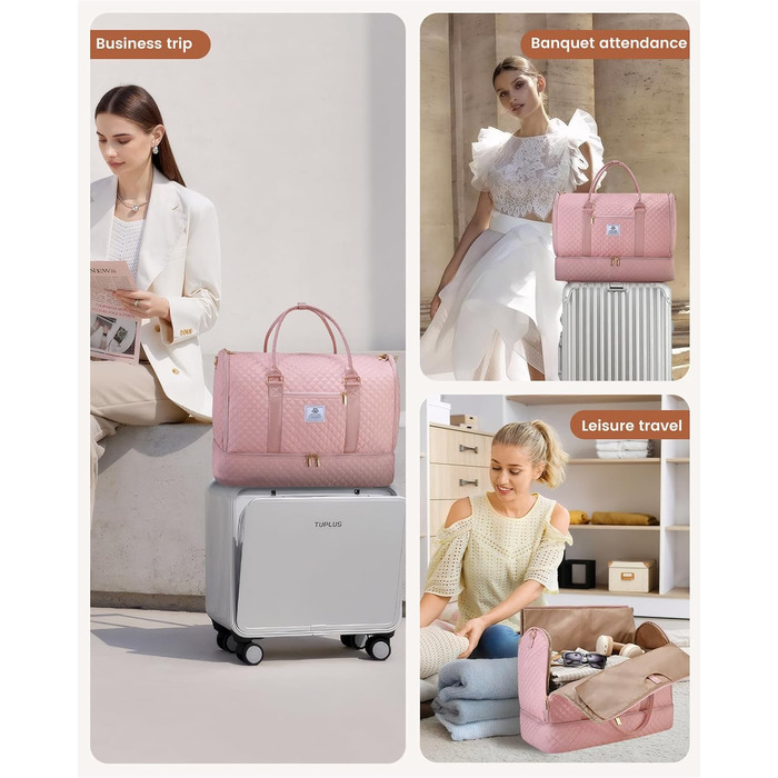 Сумка-органайзер для одягу LOVEVOOK для жінок, 53L, рожева: валіза, дорожня сумка, органайзер для взуття, набір 2 шт.