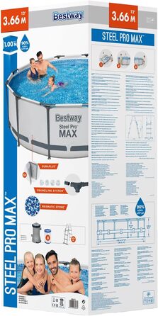 Набір для басейну Bestway Steel Pro MAX 12 x 39,5 дюйма/3,66 м x 1,00 м